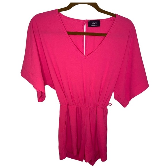 VICI Hot Pink Short Sleeve Romper - Picture 1 of 10